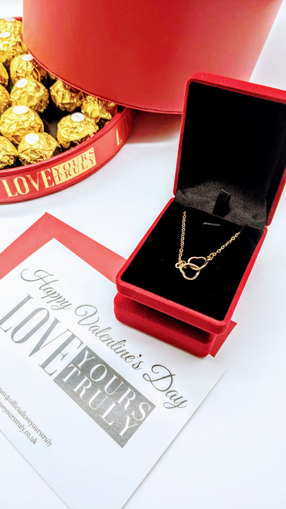 Gold Tone Double Heart Pendant Necklace