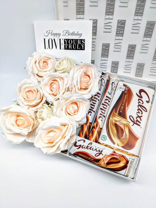 Luxe Galaxy Chocolate & Flower Box in White